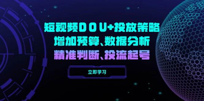 （14288期）短视频DOU+投放策略，增加预算、数据分析、精准判断，投流起号-智点网