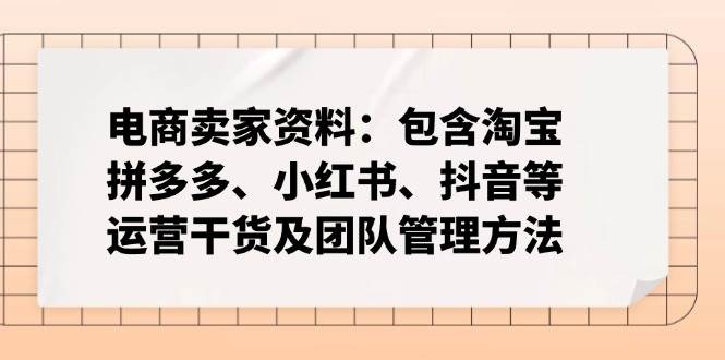 (14354期)电商卖家资料:包含淘宝、拼多多、小红书、抖音等运营干货及团队管理方法-智点网