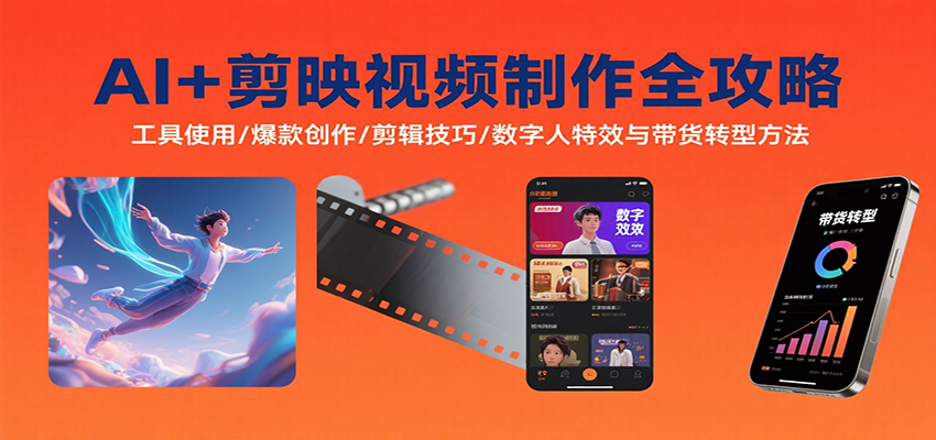 AI+剪映视频制作全攻略：工具使用/爆款创作/剪辑技巧/数字人特效与带货转型方法-智点网