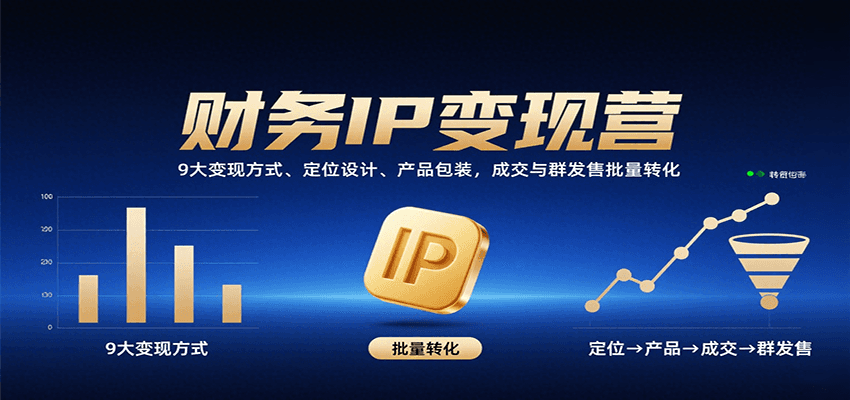 财务IP变现营：9大变现方式、定位设计、产品包装，成交与群发售批量转化-智点网