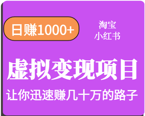 淘宝OR小红书虚拟变现，日赚1000+，多账号操作年收入几十W不等-智点网