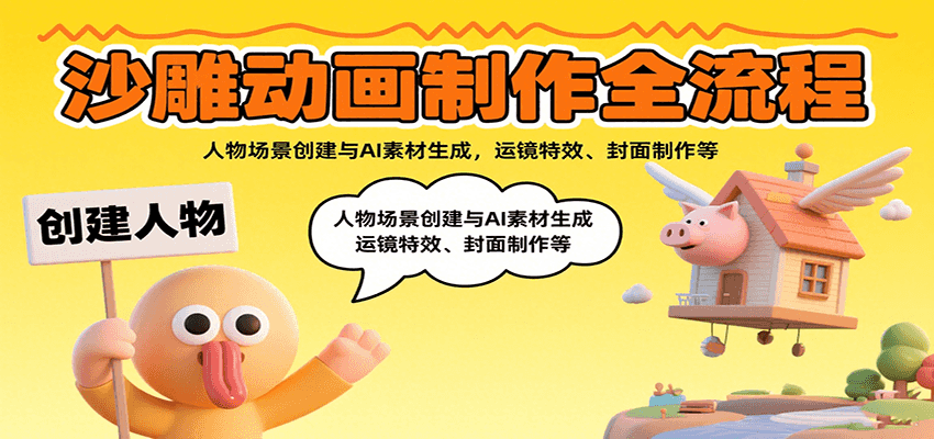 沙雕动画制作全流程：人物场景创建与AI素材生成，运镜特效、封面制作等-智点网