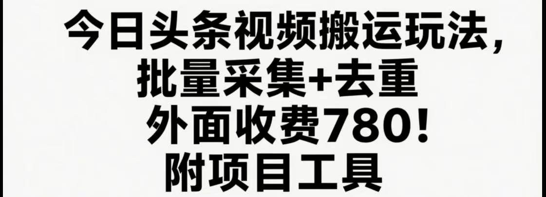 今日头条视频搬运玩法，软件一键去重，轻松日入500+附项目工具-智点网