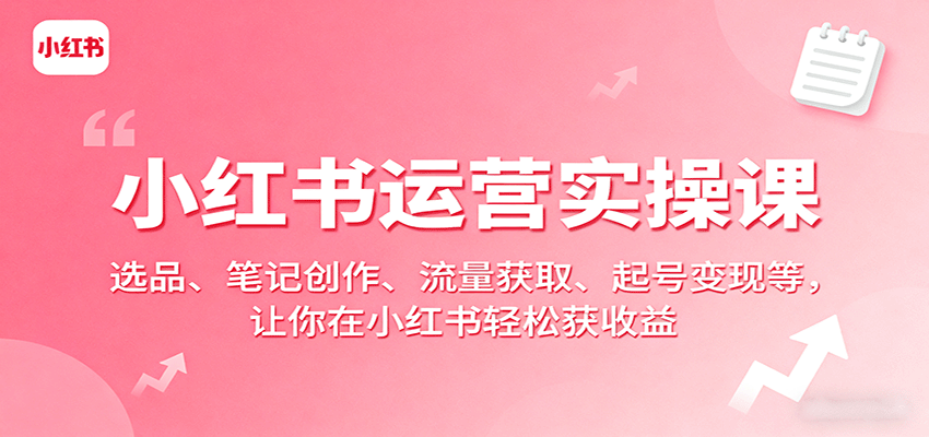 小红书运营实操课：选品、笔记创作、流量获取、起号变现等，让你在小红书轻松获收益-智点网