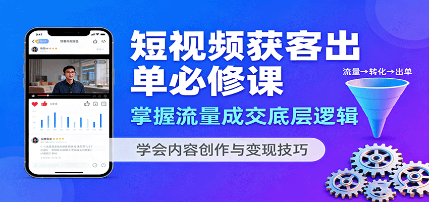 短视频获客出单必修课：掌握流量成交底层逻辑，学会内容创作与变现技巧-智点网