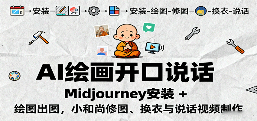 AI绘画开口说话，Midjourney安装 + 绘图出图，小和尚修图、换衣与说话视频制作-智点网