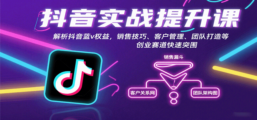 抖音实战提升课：解析抖音蓝v权益，销售技巧、客户管理、团队打造等创业赛道快速突围-智点网
