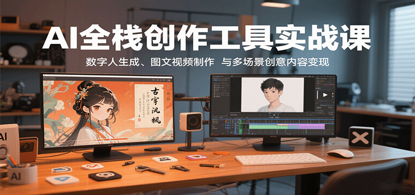 AI全栈创作工具实战课：数字人生成、图文视频制作与多场景创意内容变现-智点网