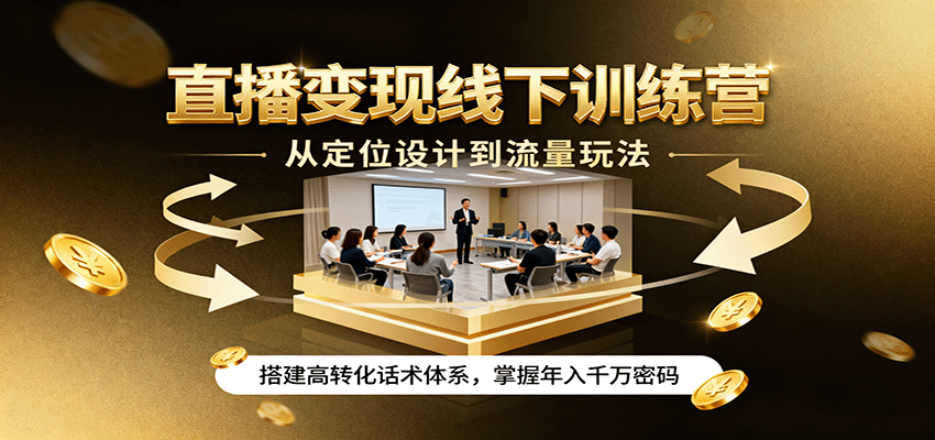 直播变现线下训练营，从定位设计到流量玩法，搭建高转化话术体系，掌握年入千万密码-智点网
