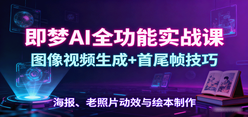 即梦AI全功能实战课：图像视频生成+首尾帧技巧，海报、老照片动效与绘本制作-智点网