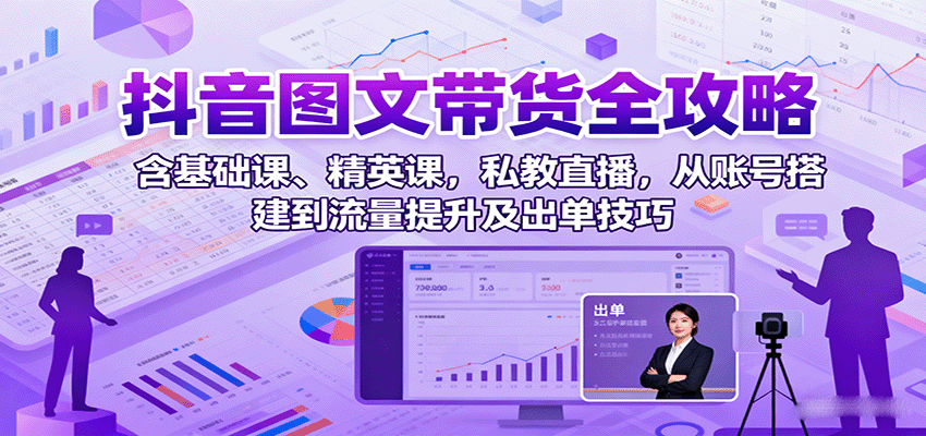 抖音图文带货全攻略：含基础课、精英课，私教直播，从账号搭建到流量提升及出单技巧-智点网