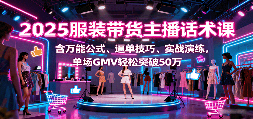 2025服装带货主播话术课，含万能公式、逼单技巧、实战演练，单场GMV轻松突破50万-智点网
