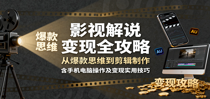 影视解说变现全攻略：从爆款思维到剪辑制作，含手机电脑操作及变现实用技巧-智点网