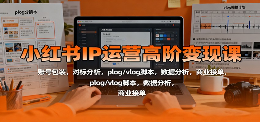 小红书IP运营高阶变现课：账号包装，对标分析，plog/vlog脚本，数据分析，商业接单-智点网