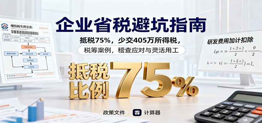 企业省税避坑指南：抵税75%，少交405万所得税，税筹案例，稽查应对与灵活用工-智点网