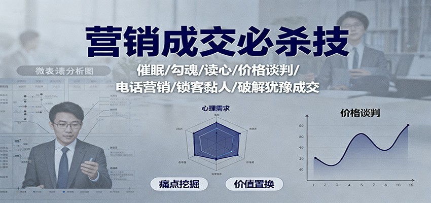 营销成交必杀技：催眠/勾魂/读心/价格谈判/电话营销/锁客黏人/破解犹豫成交-智点网