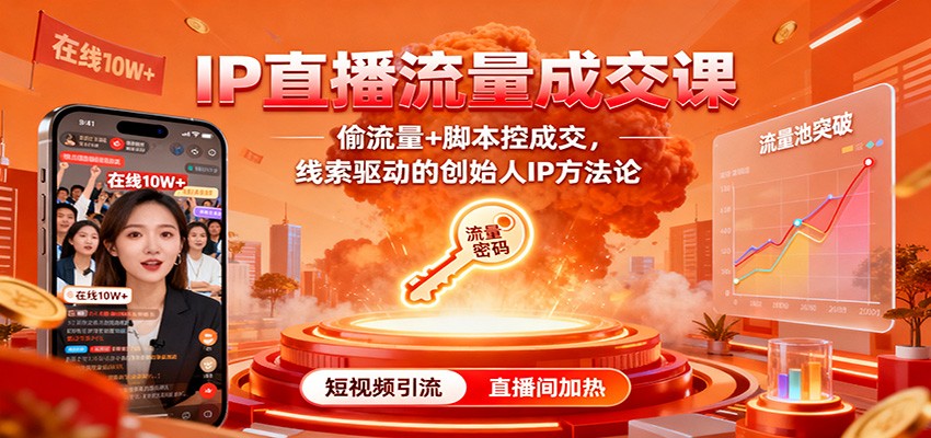 IP直播流量成交课：偷流量+脚本控成交，线索驱动的创始人IP方法论-智点网