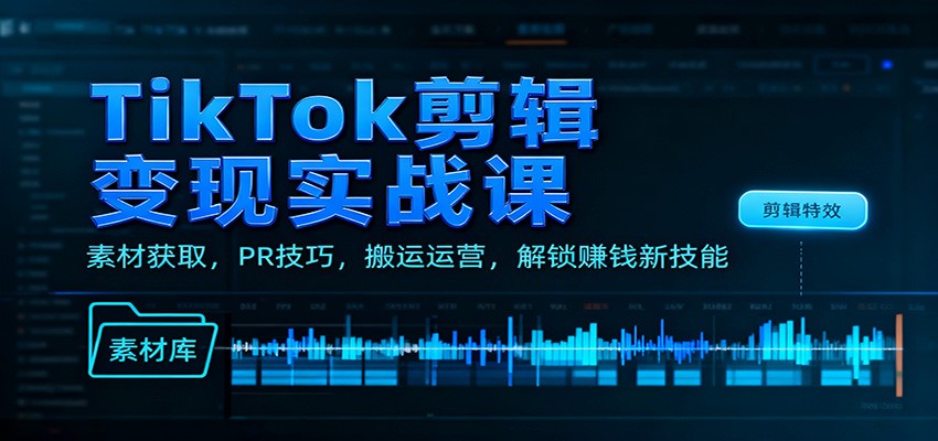 TikTok剪辑变现实战课：素材获取，PR技巧，搬运运营，解锁赚钱新技能-智点网