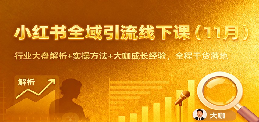 小红书全域引流线下课(11月)：行业大盘解析+实操方法+大咖成长经验，全程干货落地-智点网