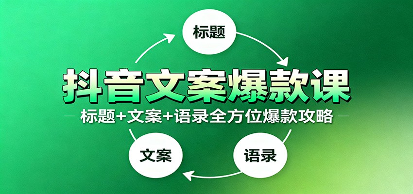 抖音文案爆款课：9大标题绝招，各类型必火文案，100条万能文案情感语录-智点网