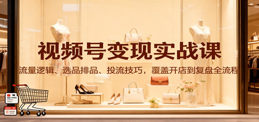 视频号变现实战课：流量逻辑、选品排品、投流技巧，覆盖开店到复盘全流程-智点网