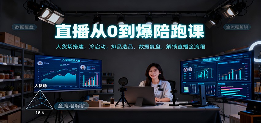 直播从0到爆陪跑课：人货场搭建，冷启动，排品选品，数据复盘，解锁直播全流程-智点网