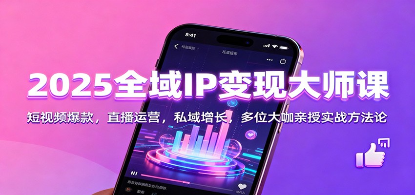 2025全域IP变现大师课：短视频爆款，直播运营，私域增长，多位大咖亲授实战方法论-智点网