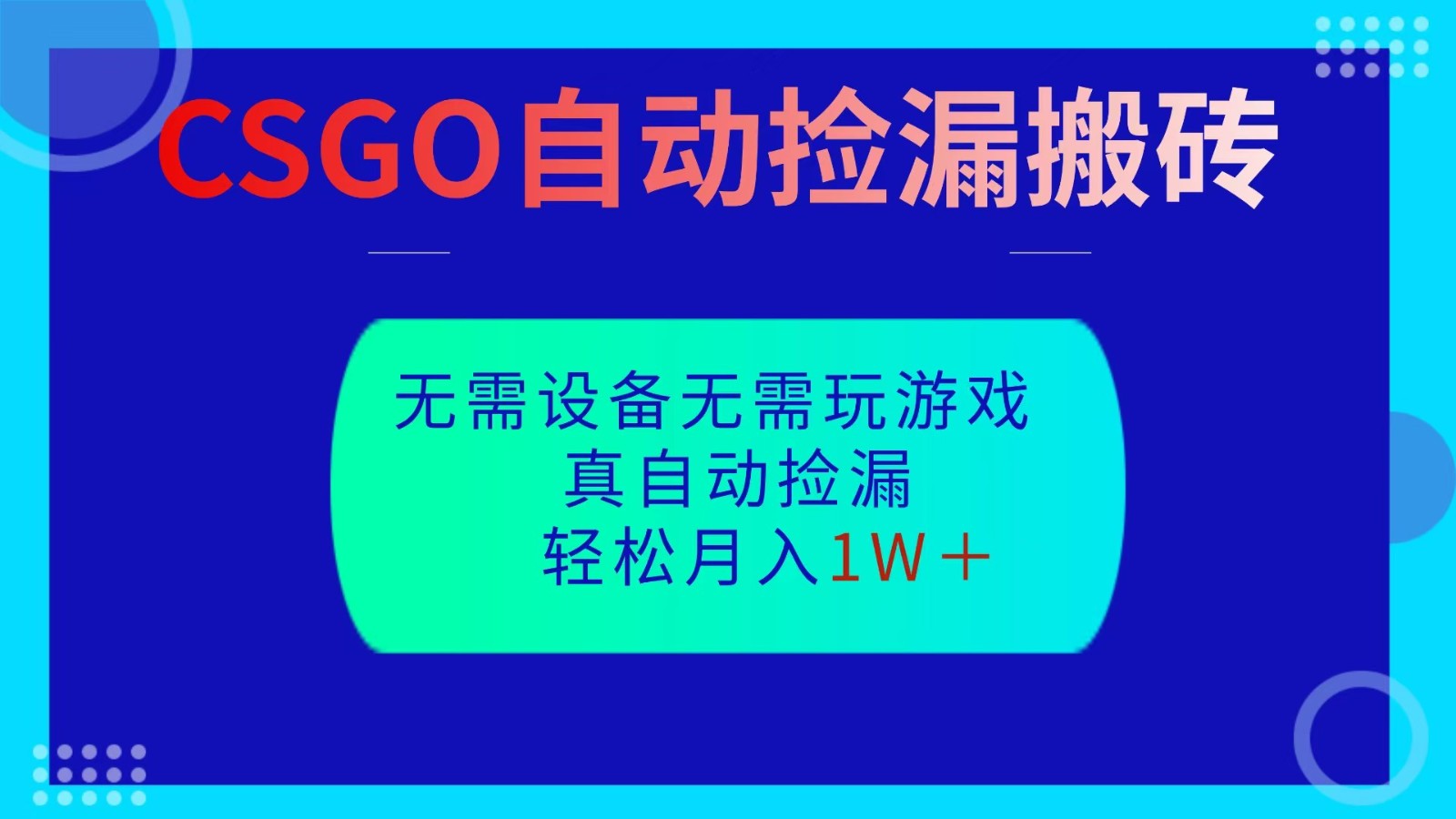 CSGO自动捡漏搬砖，当天操作当天见结果，无需了解游戏，包教包会包落地-智点网