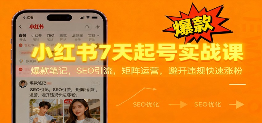 小红书7天起号实战课：爆款笔记，SEO引流，矩阵运营，避开违规快速涨粉-智点网