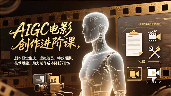 AIGC电影创作进阶课，剧本视觉生成、虚拟演员、特效后期，技术赋能，助力制作成本降低70%-智点网