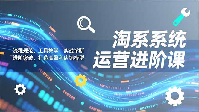 淘系系统运营进阶课2.0，流程规范、工具教学、实战诊断，进阶突破，打造高盈利店铺模型-智点网