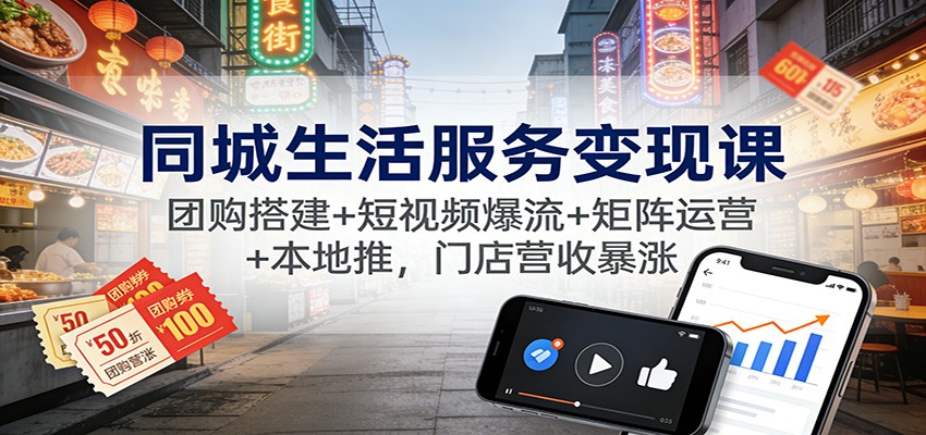 同城生活服务变现课：团购搭建+短视频爆流+矩阵运营+本地推，门店营收暴涨-智点网