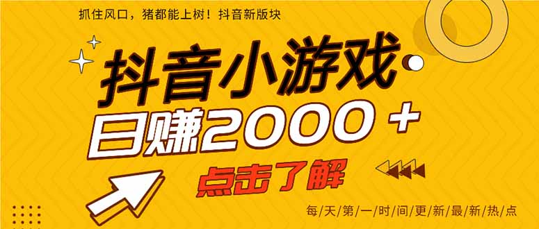 2025年爆火的抖音小游戏项目，一部手机日入2000+-智点网