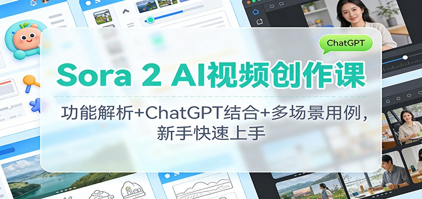 Sora 2 AI视频创作课：功能解析+ChatGPT结合+多场景用例，新手快速上手-智点网