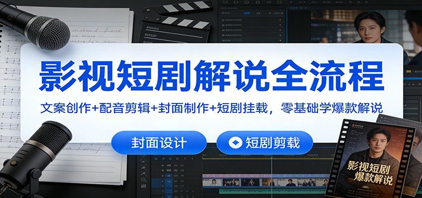 影视短剧解说全流程：文案创作+配音剪辑+封面制作+短剧挂载，零基础学爆款解说-智点网