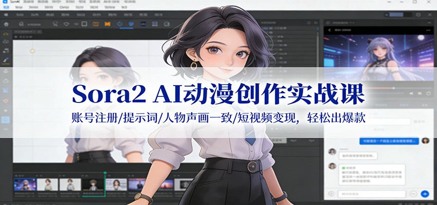Sora2 AI动漫创作实战课：账号注册/提示词/人物声画一致/短视频变现，轻松出爆款-智点网