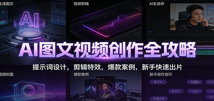 AI图文视频创作全攻略：提示词设计，剪辑特效，爆款案例，新手快速出片-智点网