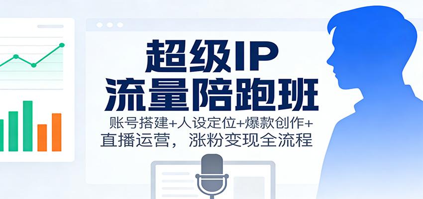 超级IP流量陪跑班：账号搭建+人设定位+爆款创作+直播运营，涨粉变现全流程-智点网