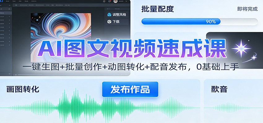 AI图文视频速成课：一键生图+批量创作+动图转化+配音发布，0基础上手-智点网