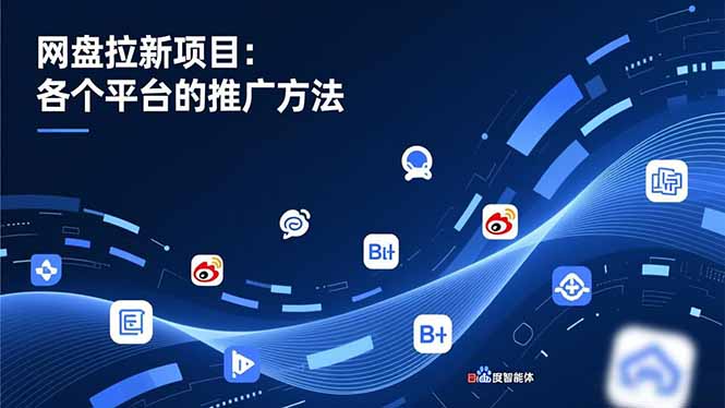 网盘拉新项目：各个平台的推广方法，公众号、截留玩法，微博，B站，百度智能体-智点网