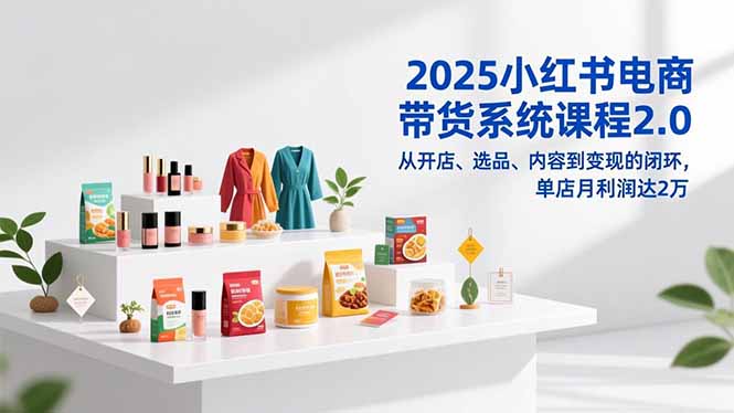 2025小红书电商带货系统课程2.0，从开店、选品、内容到变现的闭环，单店月利润达2万-智点网