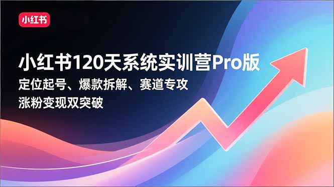 小红书120天系统实训营Pro版，定位起号、爆款拆解、赛道专攻，实现涨粉变现双突破-智点网