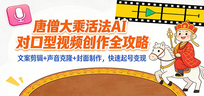 “大乘活法”AI对口型视频创作全攻略：文案剪辑+声音克隆+封面制作，快速起号变现-智点网