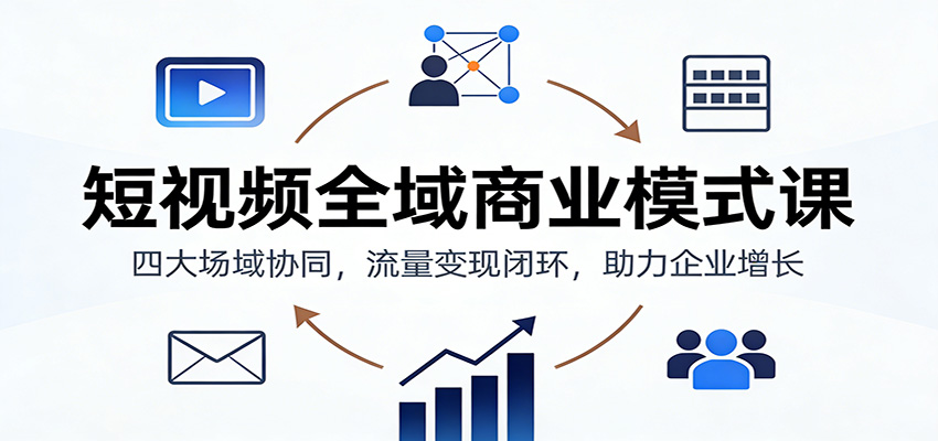 短视频全域商业模式课：四大场域协同，流量变现闭环，助力企业增长-智点网
