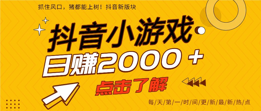5年爆火的抖音小游戏项目，一部手机日入2000+-智点网