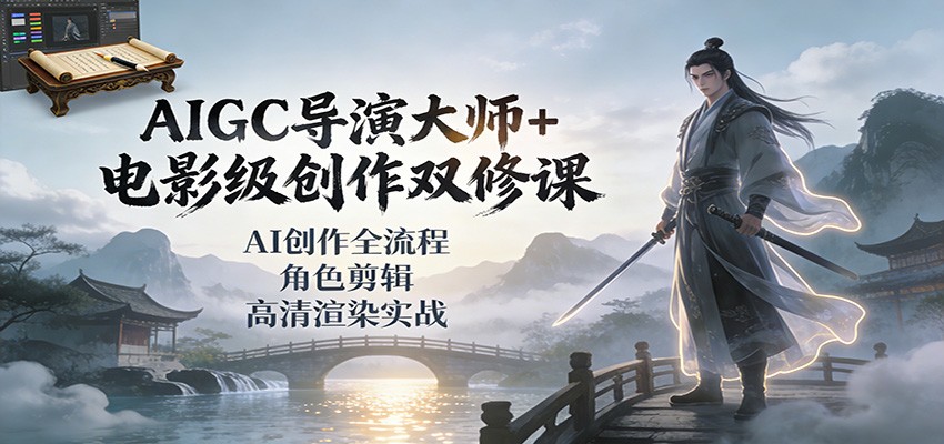 AIGC导演大师+电影级创作双修课：AI创作全流程、角色剪辑、高清渲染实战-智点网