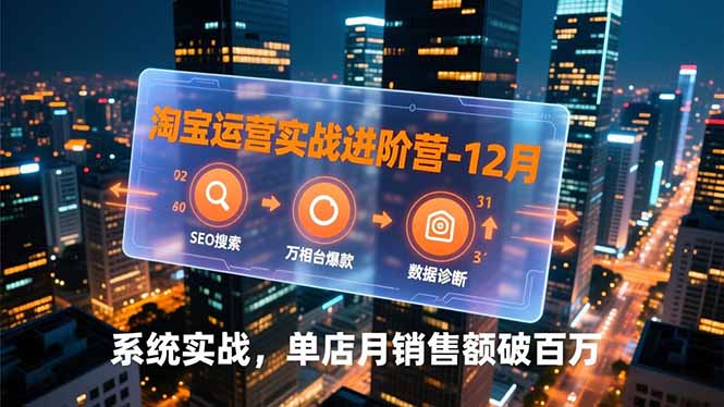 淘宝运营实战进阶营-12月：SEO搜索、万相台爆款、数据诊断，系统实战，单店月销售额破百万-智点网