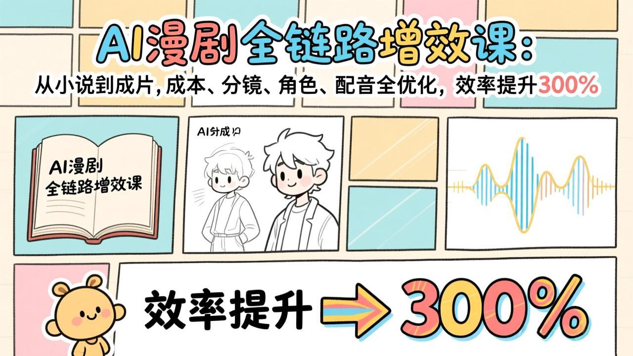 AI漫剧全链路增效课：从小说到成片，成本、分镜、角色、配音全优化，效率提升300%-智点网