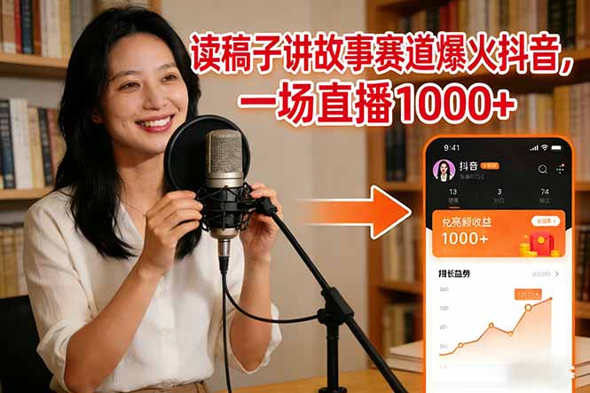 读稿子讲故事赛道爆火抖音，一场直播日入1000+-智点网
