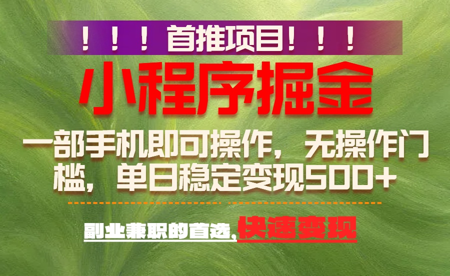 首推项目：一部手机轻松日入500+，简单易上手，长期可做，副业首选-智点网